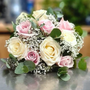 bouquet gypso roses ton pastel - Gap Events