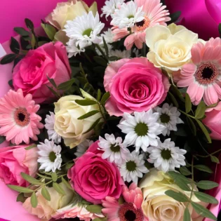 Bouquet roses blanc et rose - Gap Events